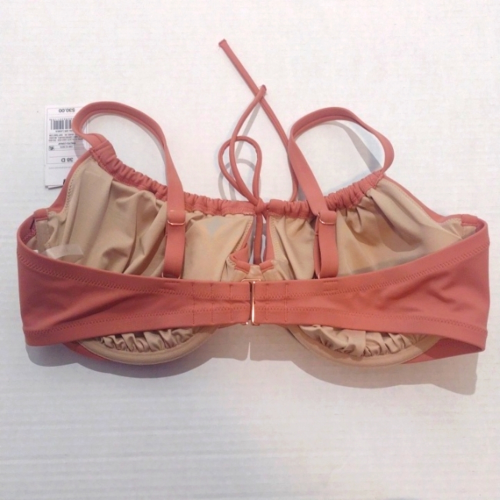 NWT Shade & Shore Shirred Bralette Bikini Top Soft Mauve 38 D - Picture 5 of 9